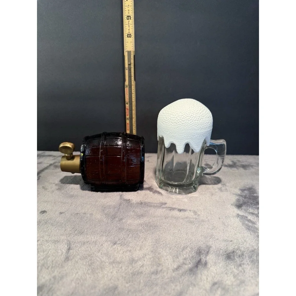 Avon On Tap Mug Decanter Deep Woods Empty After Shave & Orland Beer Barrel Full